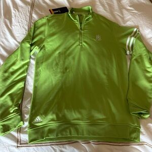 Adidas Lime Green zip Pullover with White La Jolla Country Club logo.